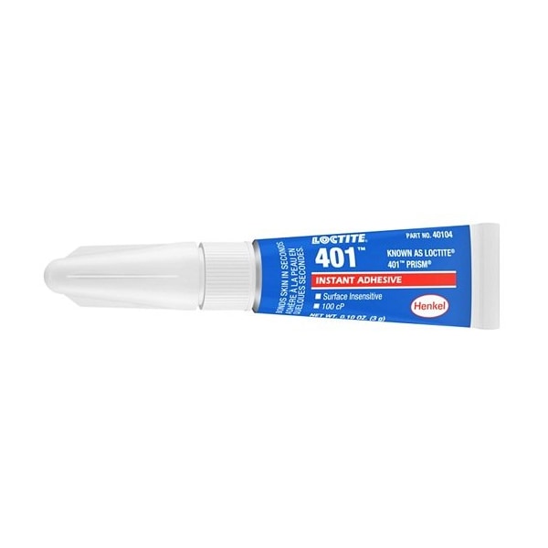 Henkel General Purpose Instant Adhesive, Surface Insensitive, Tube, Viscous Liquid 401 3GM TUBE IDH 233641 - main